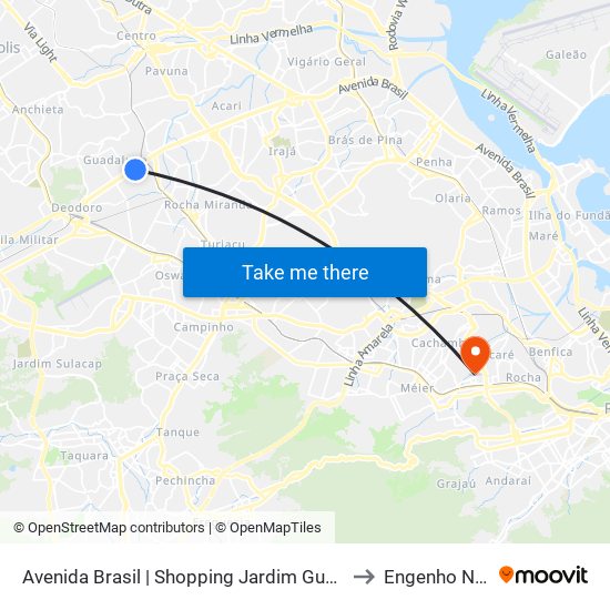 Avenida Brasil | Shopping Jardim Guadalupe to Engenho Novo map