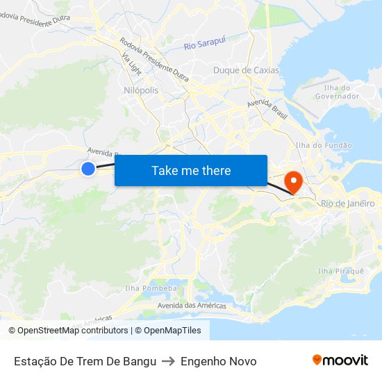 Estação De Trem De Bangu to Engenho Novo map