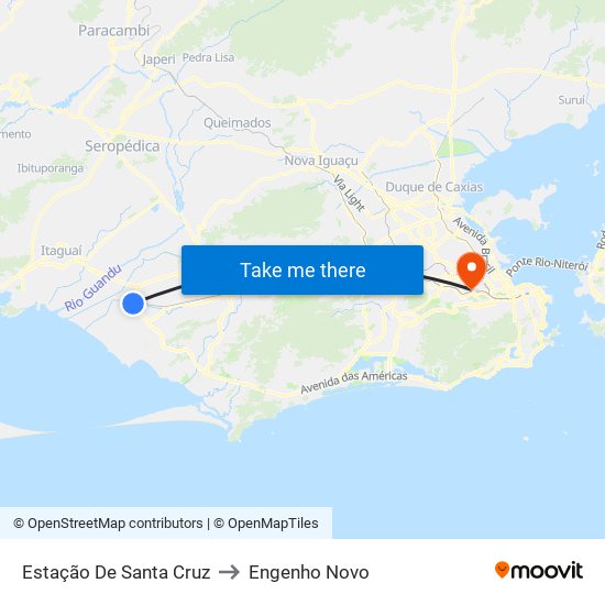 Estação De Santa Cruz to Engenho Novo map