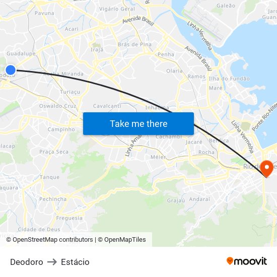 Deodoro to Estácio map