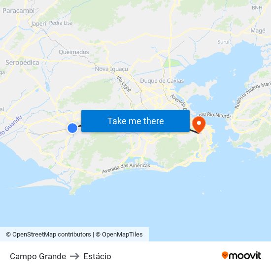 Campo Grande to Estácio map
