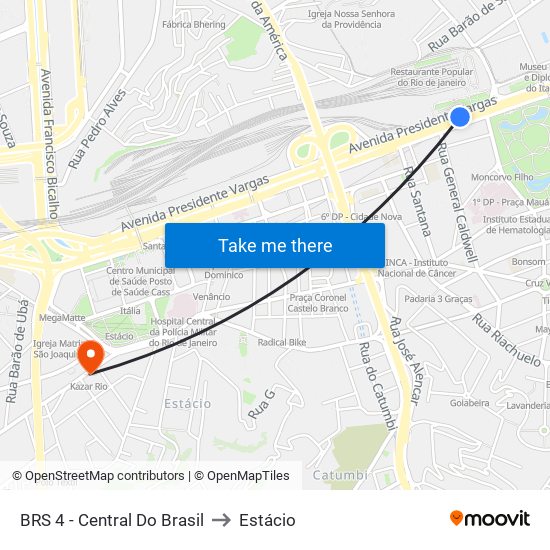 BRS 4 - Central Do Brasil to Estácio map