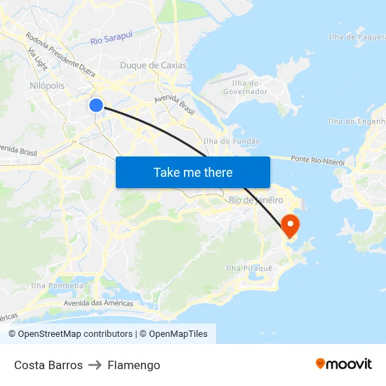 Costa Barros to Flamengo map