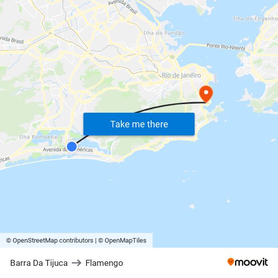 Barra Da Tijuca to Flamengo map