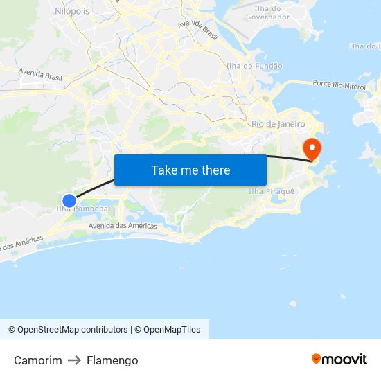 Camorim to Flamengo map