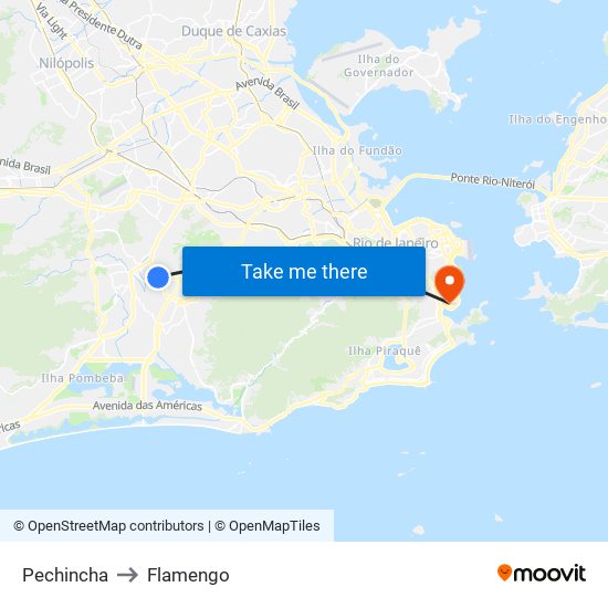 Pechincha to Flamengo map