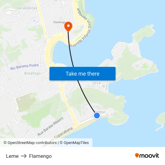 Leme to Flamengo map