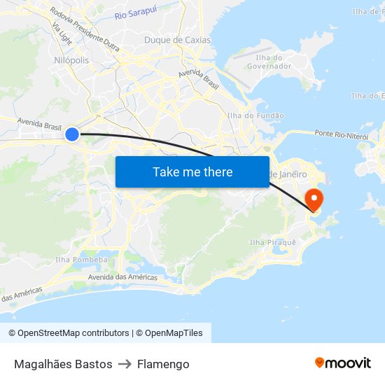 Magalhães Bastos to Flamengo map