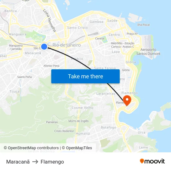 Maracanã to Flamengo map