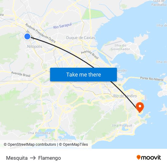 Mesquita to Flamengo map