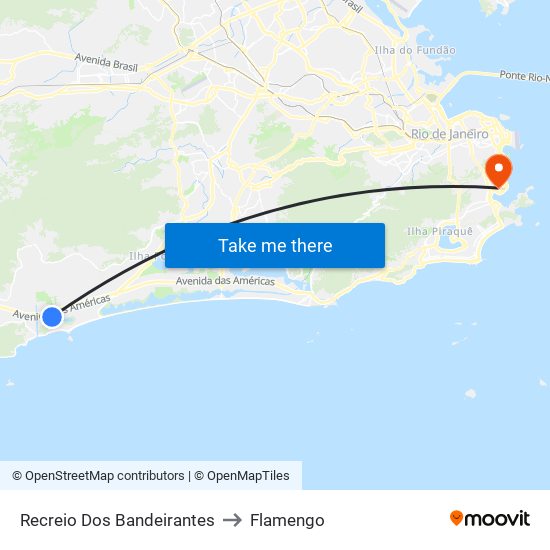 Recreio Dos Bandeirantes to Flamengo map