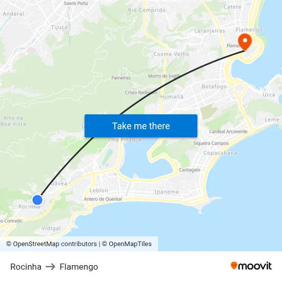 Rocinha to Flamengo map