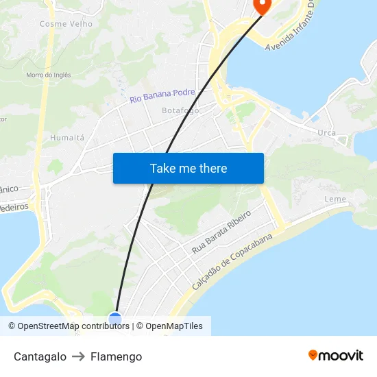 Cantagalo to Flamengo map