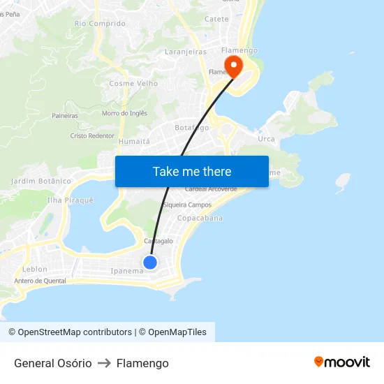 General Osório to Flamengo map