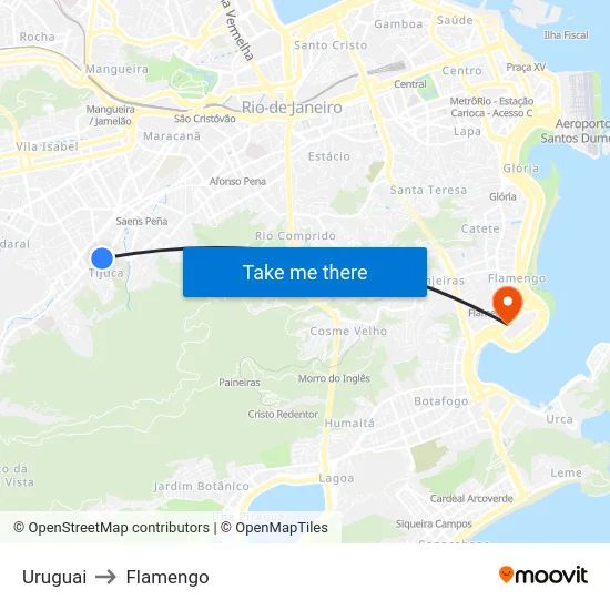 Uruguai to Flamengo map
