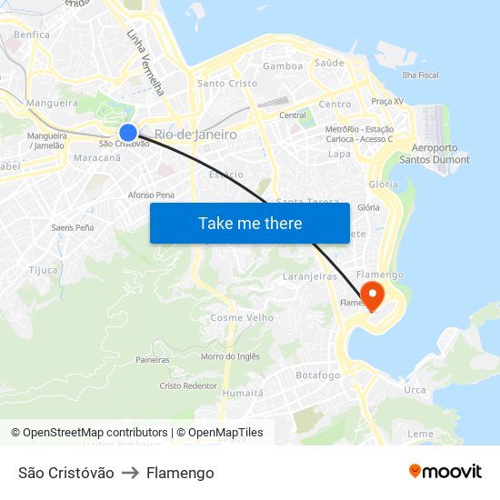 São Cristóvão to Flamengo map