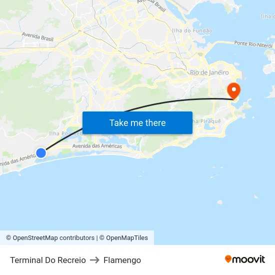 Terminal Do Recreio to Flamengo map