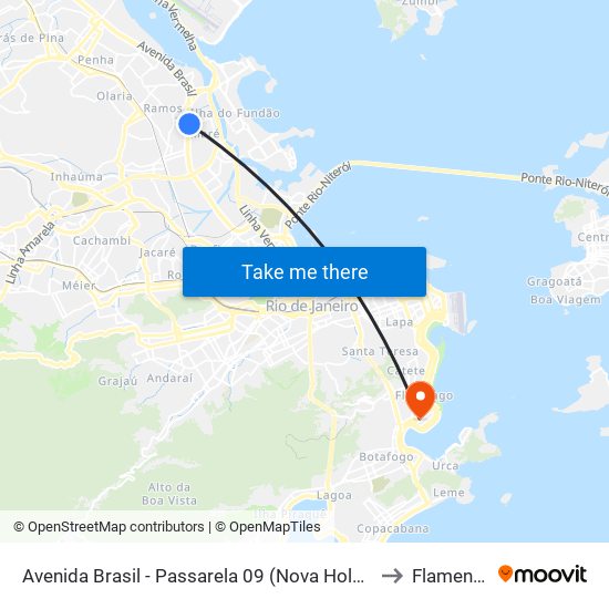 Avenida Brasil - Passarela 09 (Nova Holanda) to Flamengo map