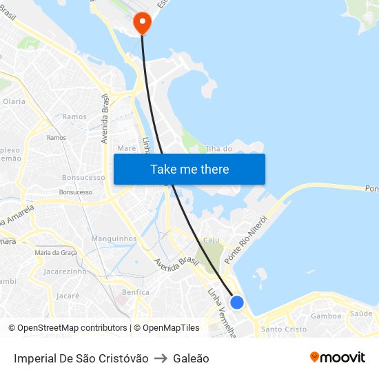 Imperial De São Cristóvão to Galeão map