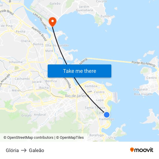 Glória to Galeão map