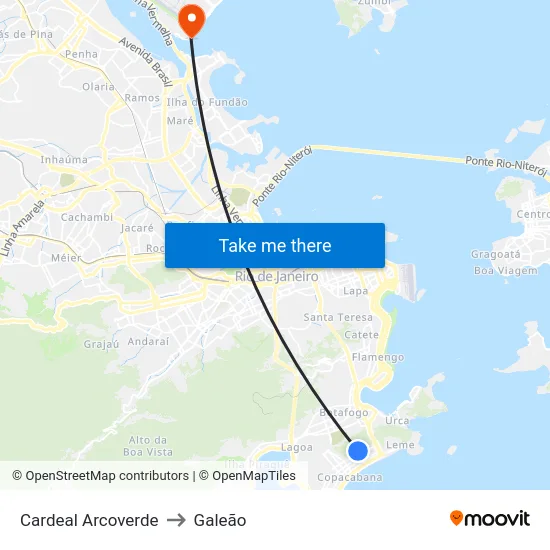 Cardeal Arcoverde to Galeão map