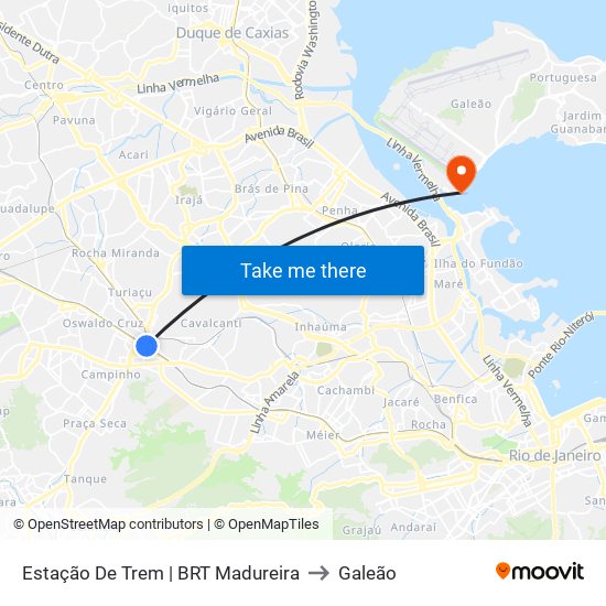 Estação De Trem | BRT Madureira to Galeão map