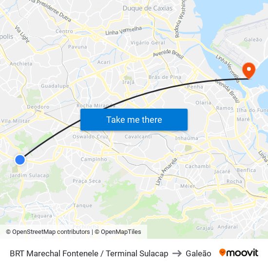 BRT Marechal Fontenele / Terminal Sulacap to Galeão map