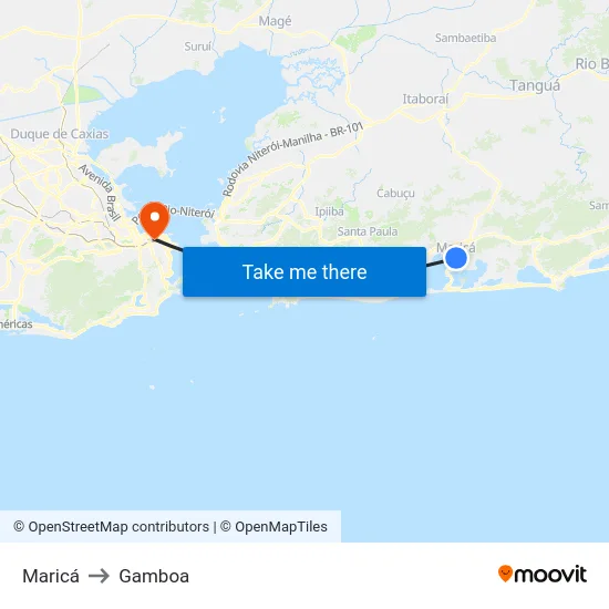 Maricá to Gamboa map