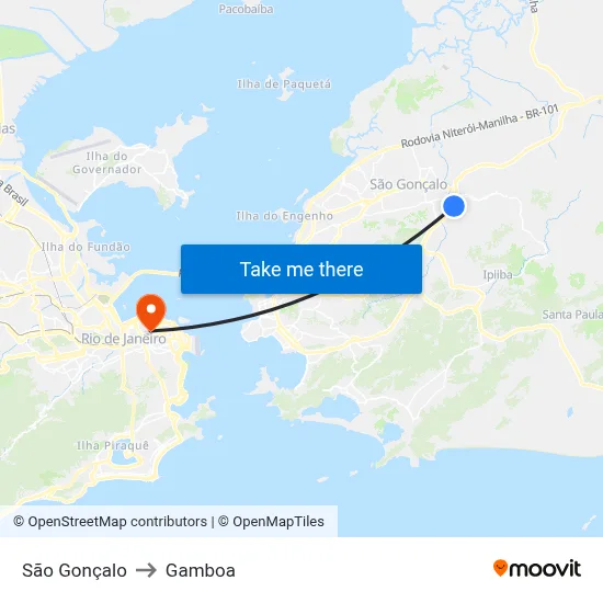 São Gonçalo to Gamboa map