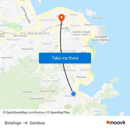 Botafogo to Gamboa map