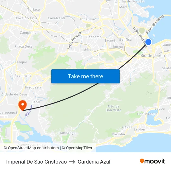 Imperial De São Cristóvão to Gardênia Azul map