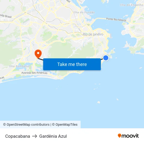 Copacabana to Gardênia Azul map