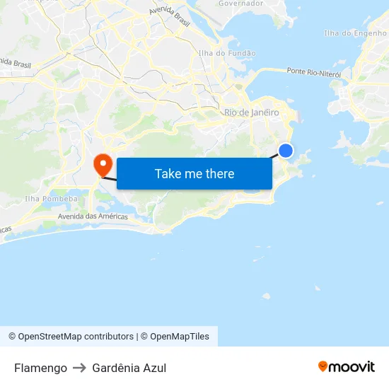 Flamengo to Gardênia Azul map