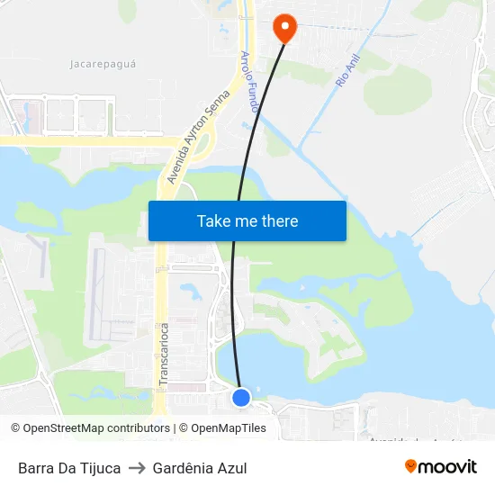 Barra Da Tijuca to Gardênia Azul map