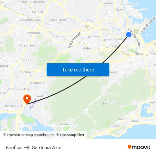 Benfica to Gardênia Azul map