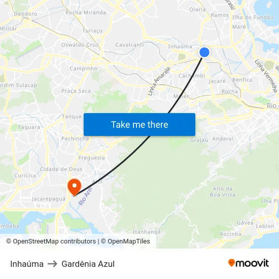 Inhaúma to Gardênia Azul map