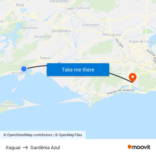 Itaguaí to Gardênia Azul map