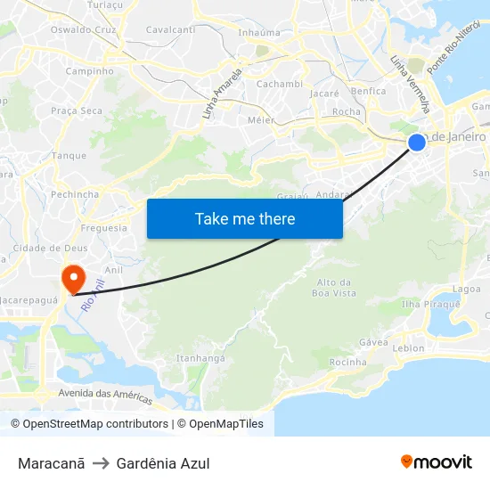 Maracanã to Gardênia Azul map