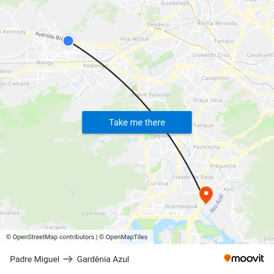 Padre Miguel to Gardênia Azul map