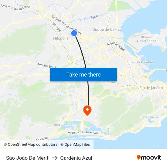São João De Meriti to Gardênia Azul map