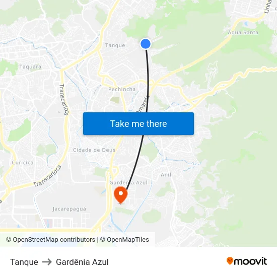 Tanque to Gardênia Azul map