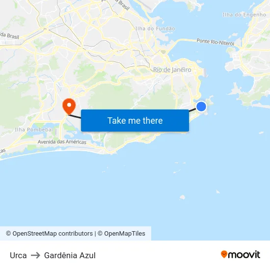 Urca to Gardênia Azul map