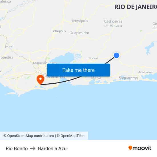 Rio Bonito to Gardênia Azul map