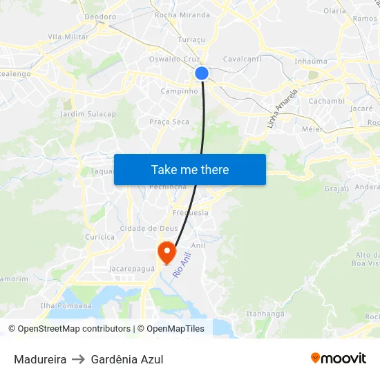 Madureira to Gardênia Azul map