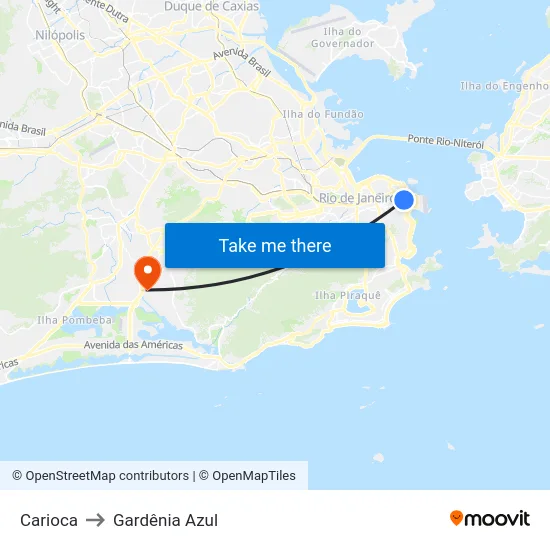 Carioca to Gardênia Azul map