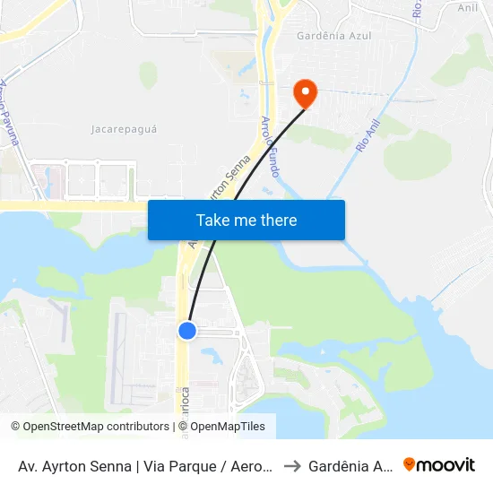 Av. Ayrton Senna | Via Parque / Aerotown to Gardênia Azul map