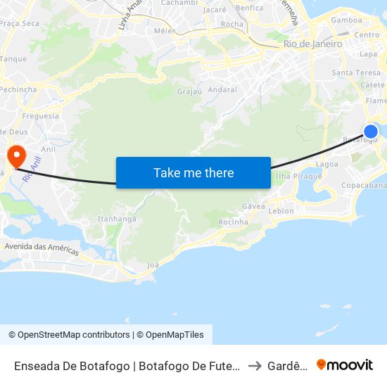Enseada De Botafogo | Botafogo De Futebol E Regatas (Sentido Centro) to Gardênia Azul map