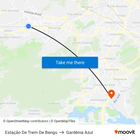 Estação De Trem De Bangu to Gardênia Azul map