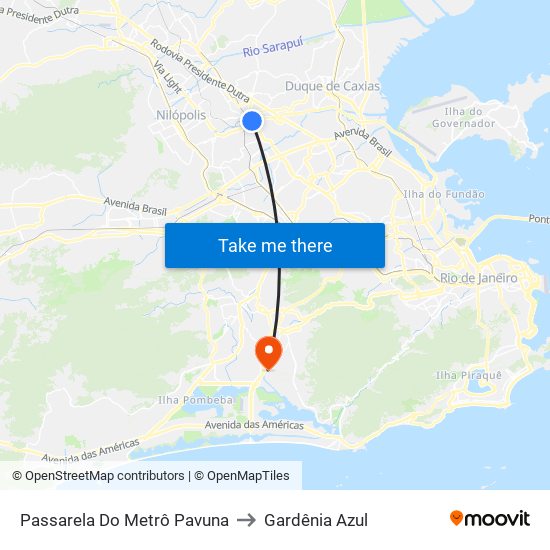 Passarela Do Metrô Pavuna to Gardênia Azul map