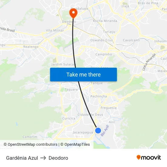 Gardênia Azul to Deodoro map